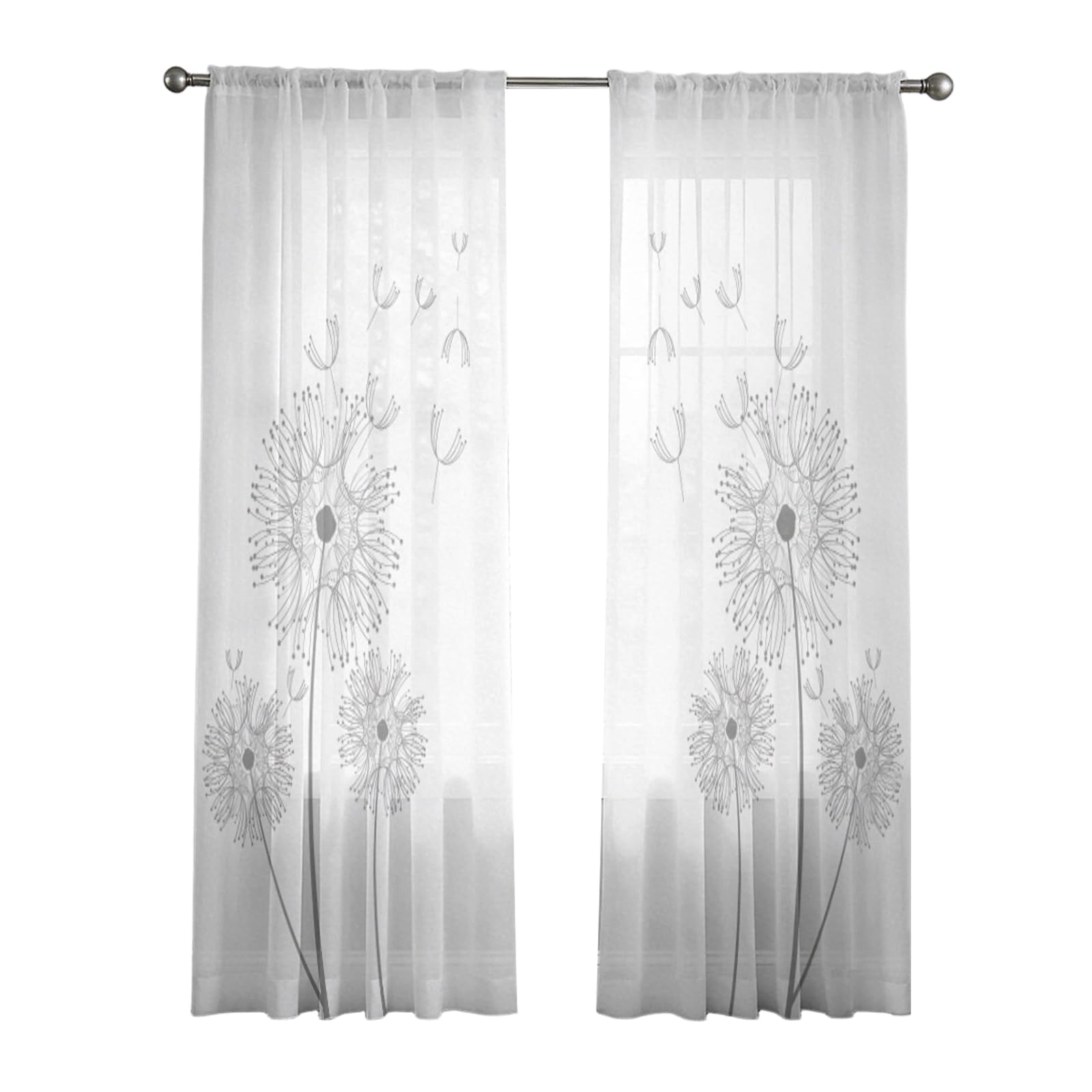 Elnwnnkc Pattern Window Curtain Polyester Sheer Panel with Rod Pocket for Living Room Bedroom Sheer Privacy Window Screen