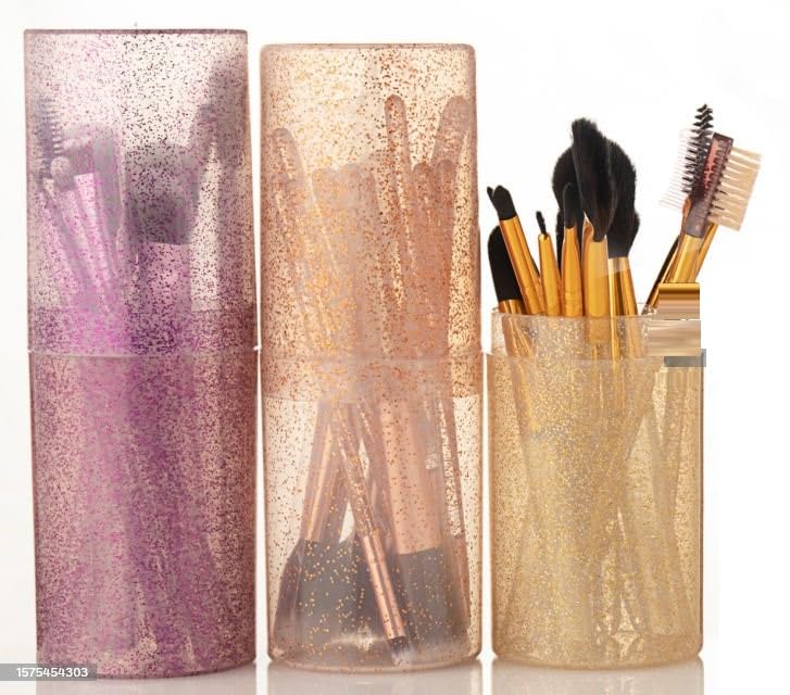 Image of HUDACRUSH Beauty Glittery 12Pcs Professional Make Up Brush with a Storage Case| For Foundation, concealer, Powder, Eyeshadow, Lipliner Etc, For Women (Glitter Pink)