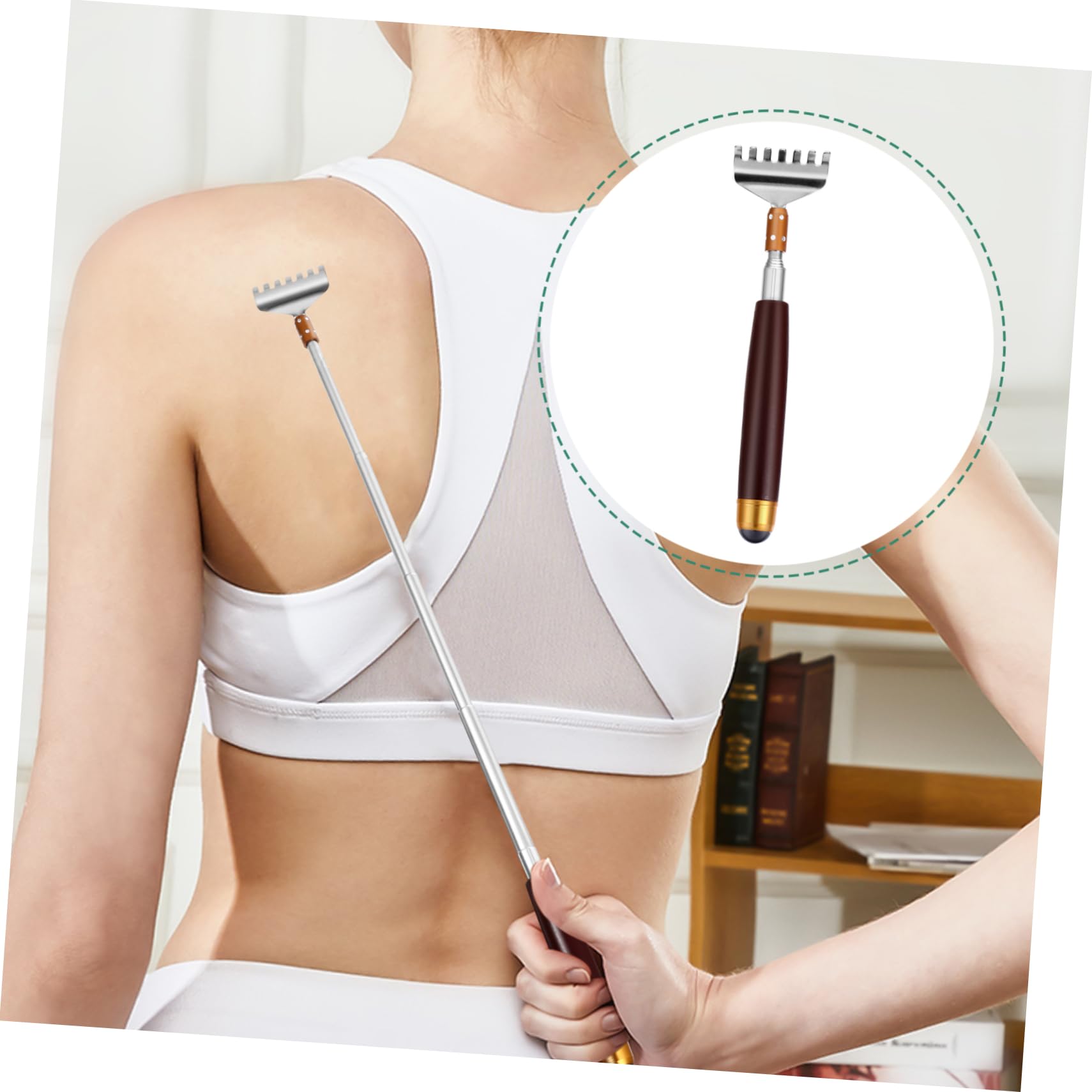 Healeved 3 Piezas rascador de espalda rascador de picor de espalda dedos peleón masajistas masajeador rascador herramienta para rascarse la espalda Acero inoxidable Café