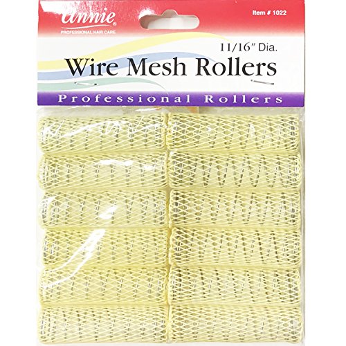 Annie Wire Mesh Rollers #1022, 12 Count Yellow Small 11/16 Inch (3 Pack)