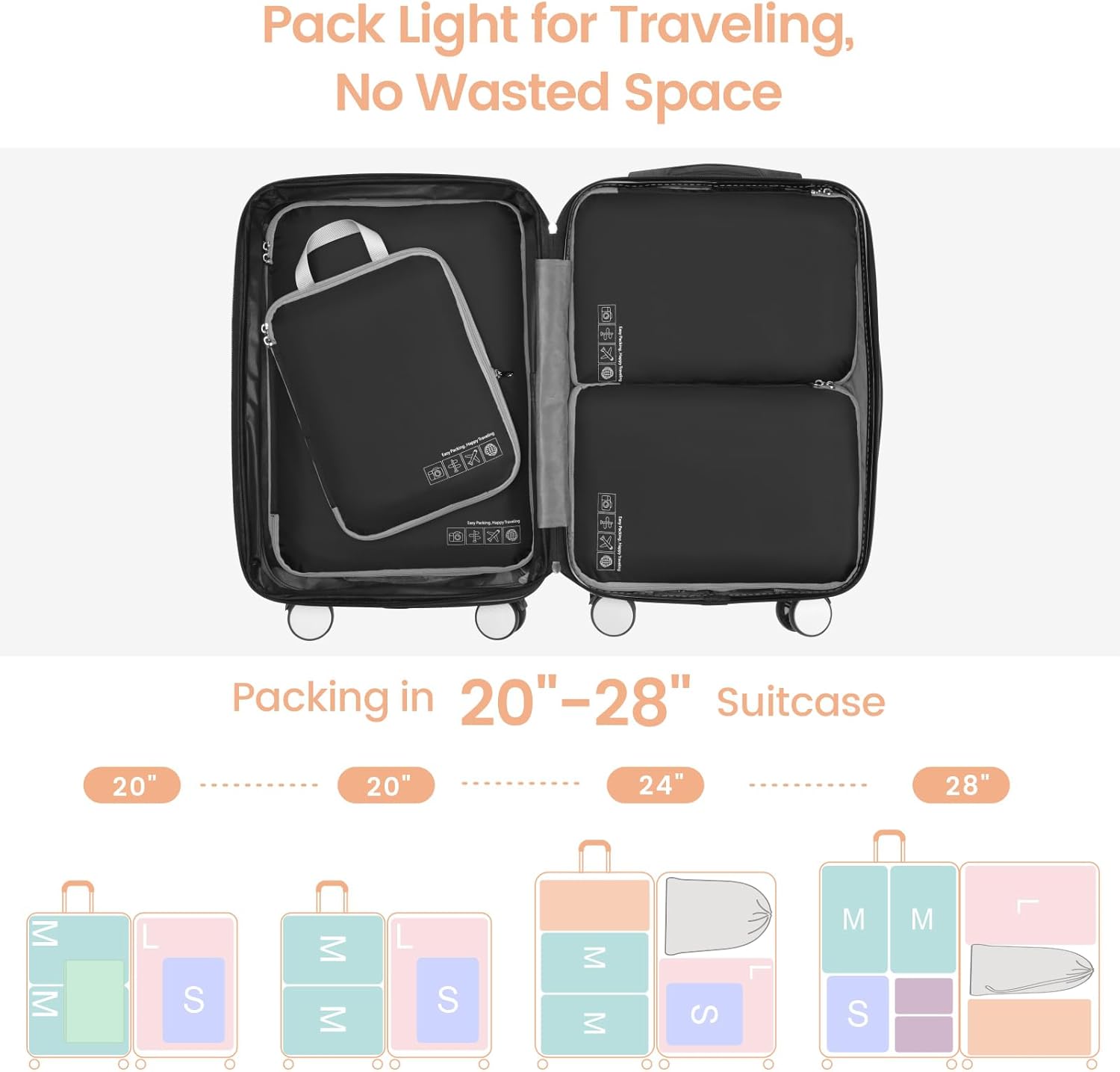 Cambond Compression Packing Cubes for Travel - Lightweight Expandable Travel Bags Luggage Organizers Travel Essentials Compression Cubes for Travel Space Saver for Carry on Suitcases Organizer - Image 6