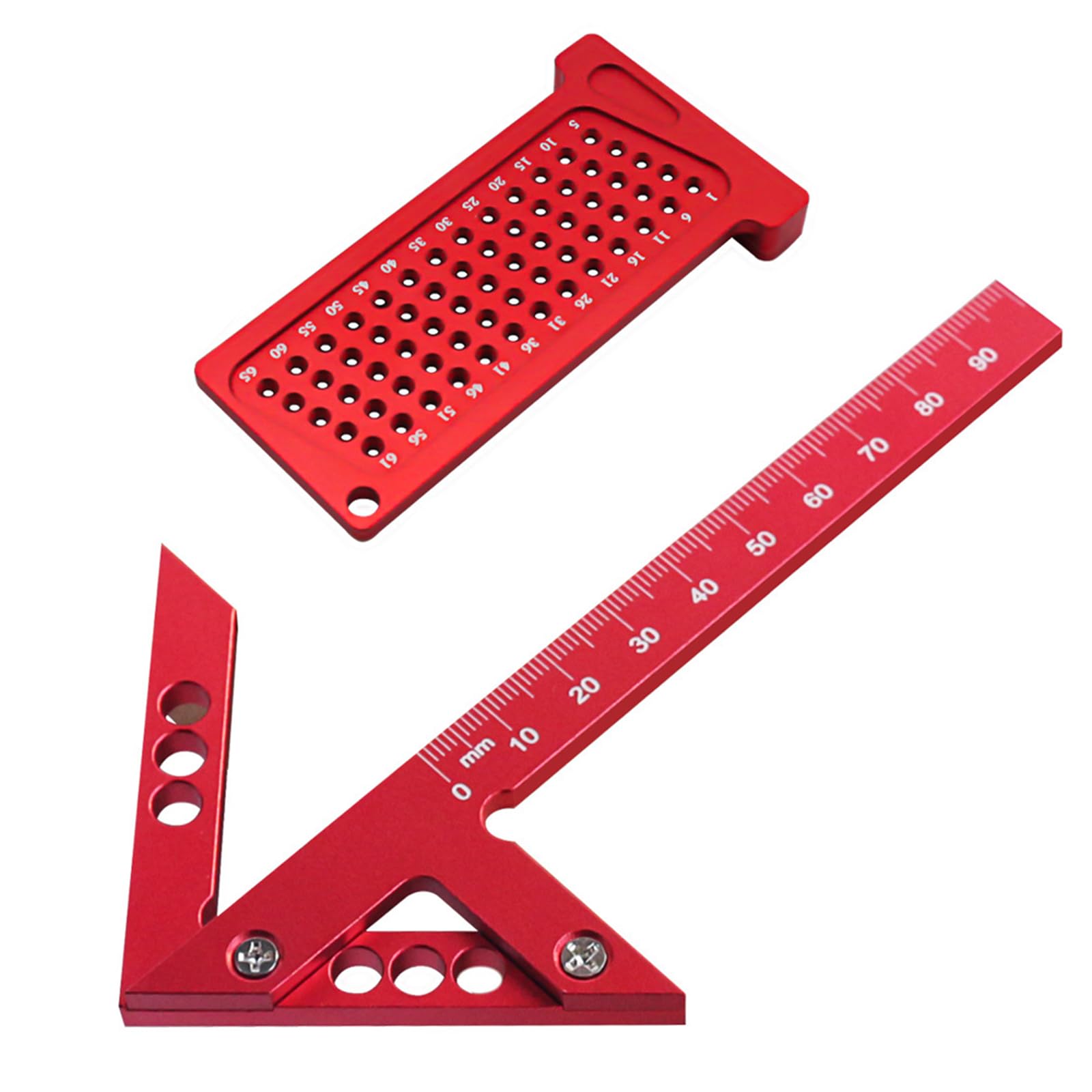 Juego de herramientas para carpintería, regla de aleación de aluminio y medidor de agujeros en forma de T, compacto y práctico para mediciones precisas, instrumentos de medición portátiles