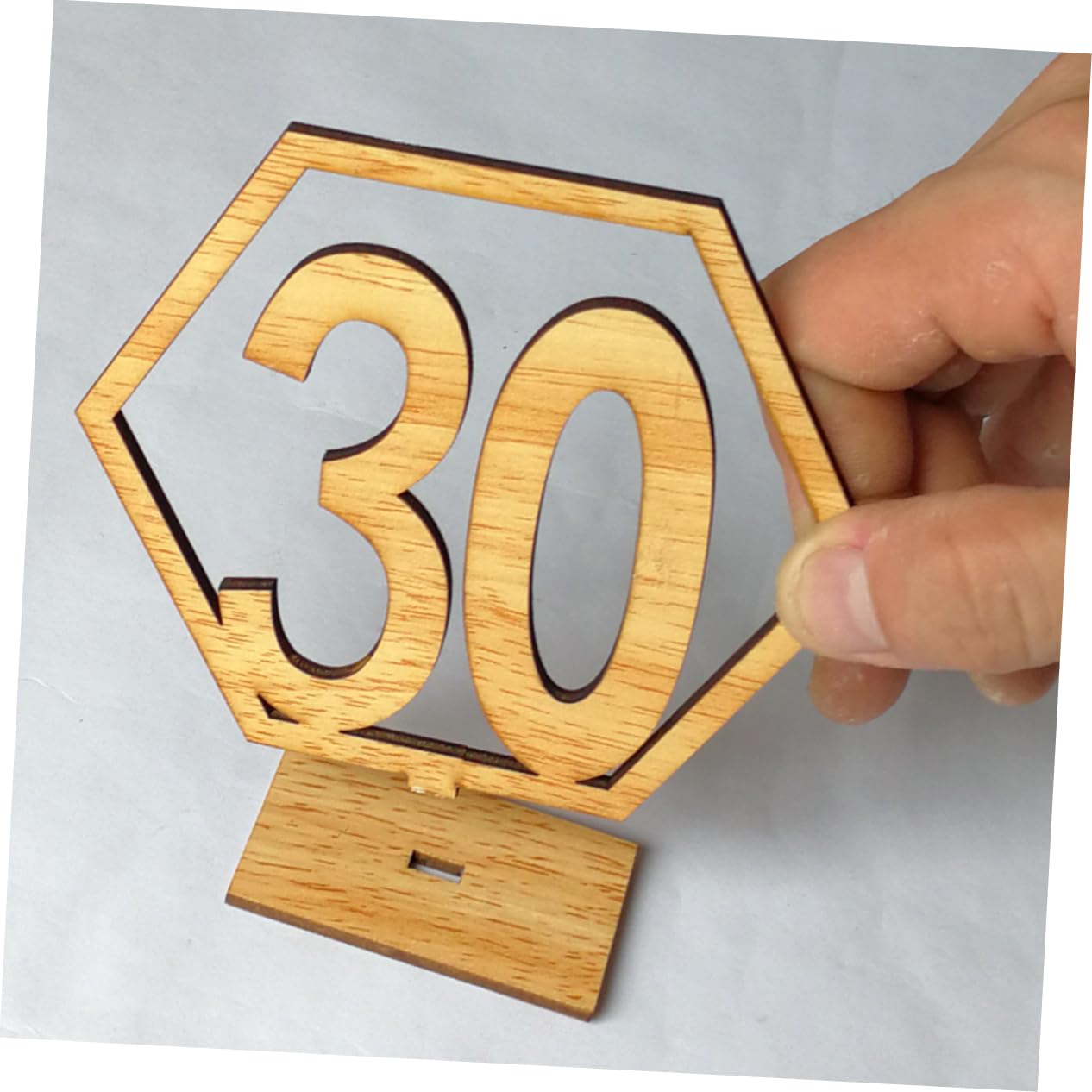 COLLBATH 21-40 Wooden Table Numbers Decor Hexagon Shape Holders for Wedding Banquet
