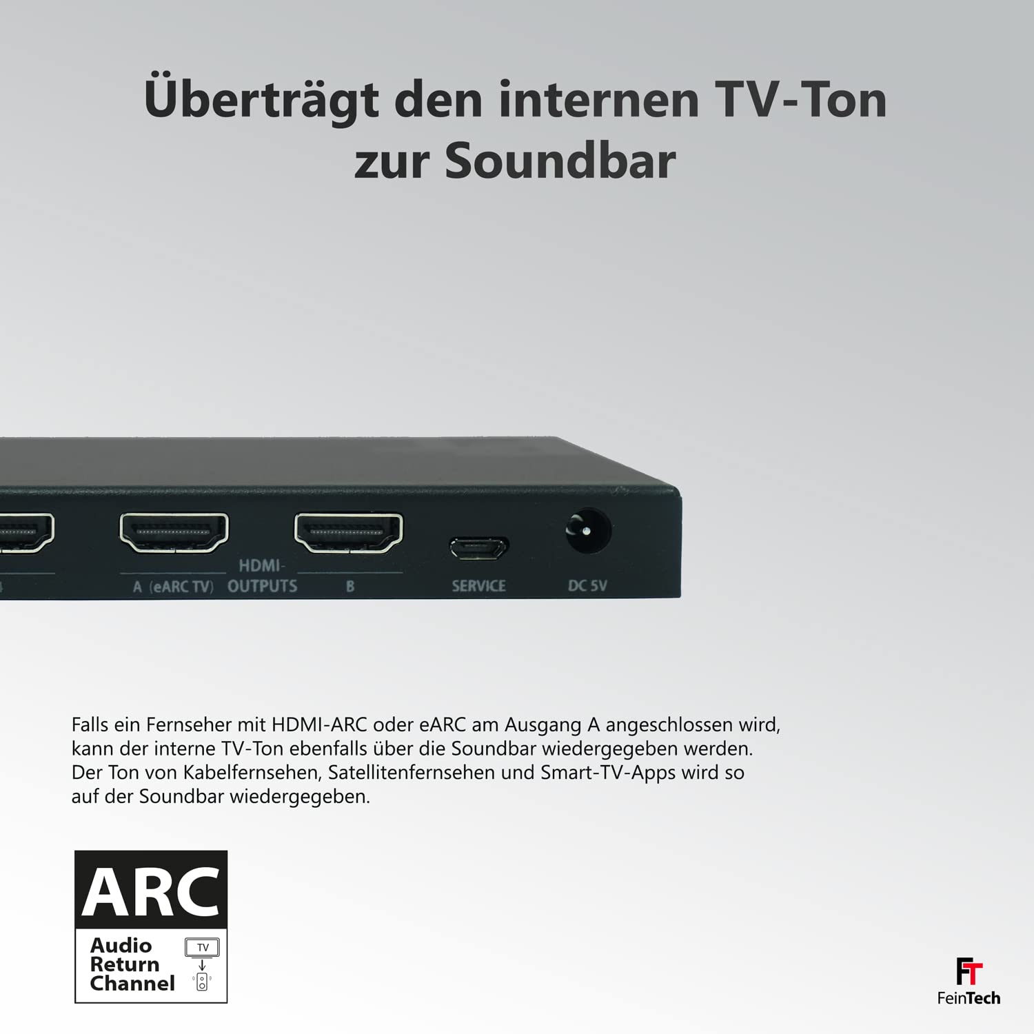 FeinTech VAX04201 HDMI eARC Pass Matrix Switch 4x2 für Soundbar und 2 Displays 4K 60Hz Dolby Vision Atmos