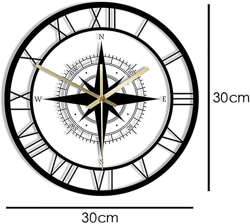 Miniatura 2 de Home Decoration Clock Compass Wall Clock 30 * 30Cm Metal Decorative Decor Non Ticking for Bathroom Clocks Wall(A)