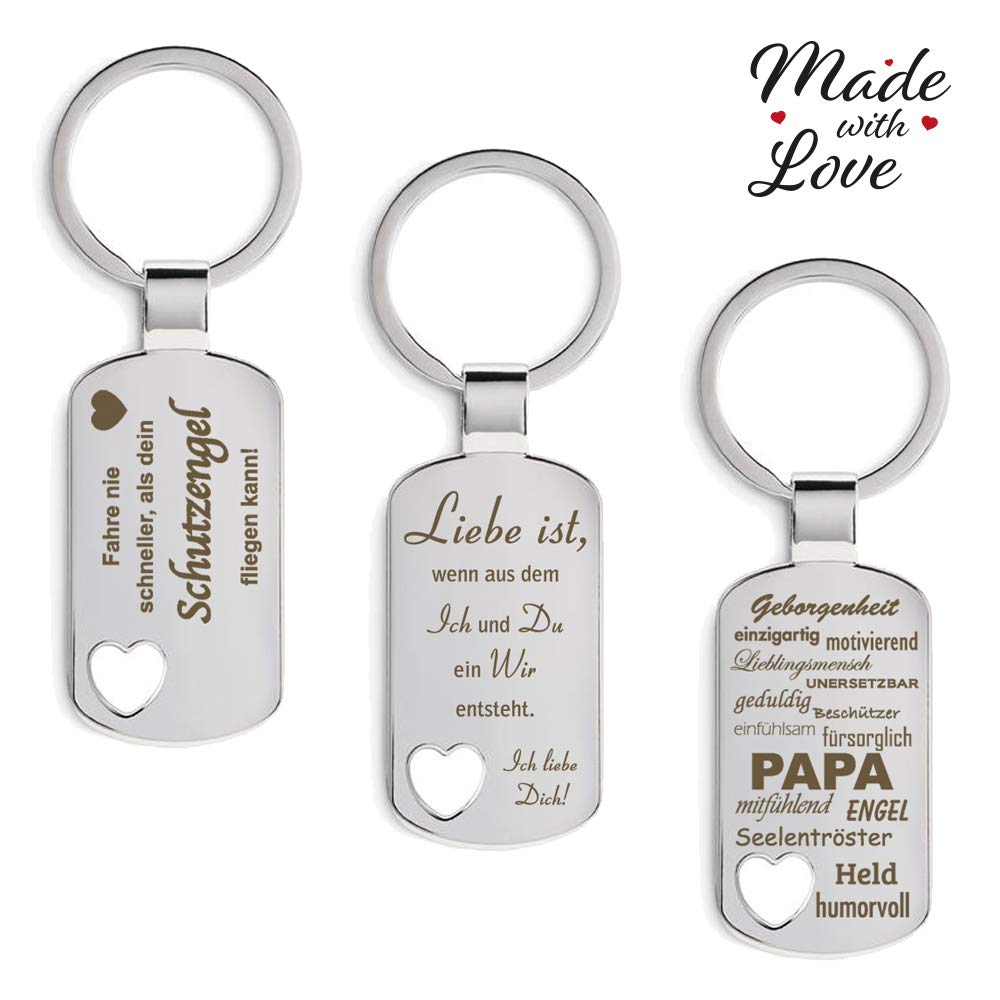 Geschenke-fabrik - Portachiavi Con Cuore E Incisione Ich Liebe Dich