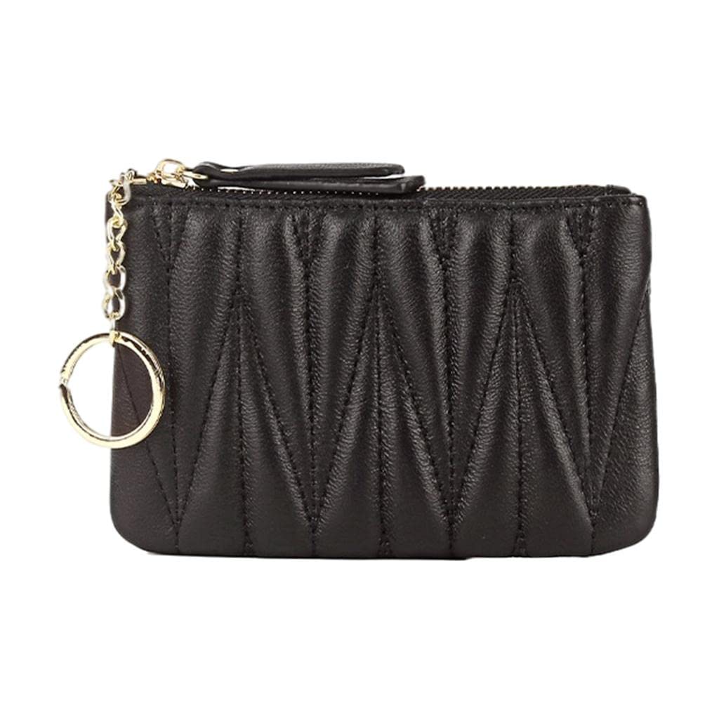 nivaa Women's Sheepskin Coin Purse Small Handbag Wallet Zipper Card Holder Clutch Black-picture-28