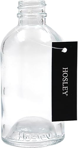 Miniatura 2 de Hosley Essential Elegance Juego de 4 botellas de vidrio de estilo redondo Boston (2.9 fl oz) perfectas para almacenar y mostrar tus aceites