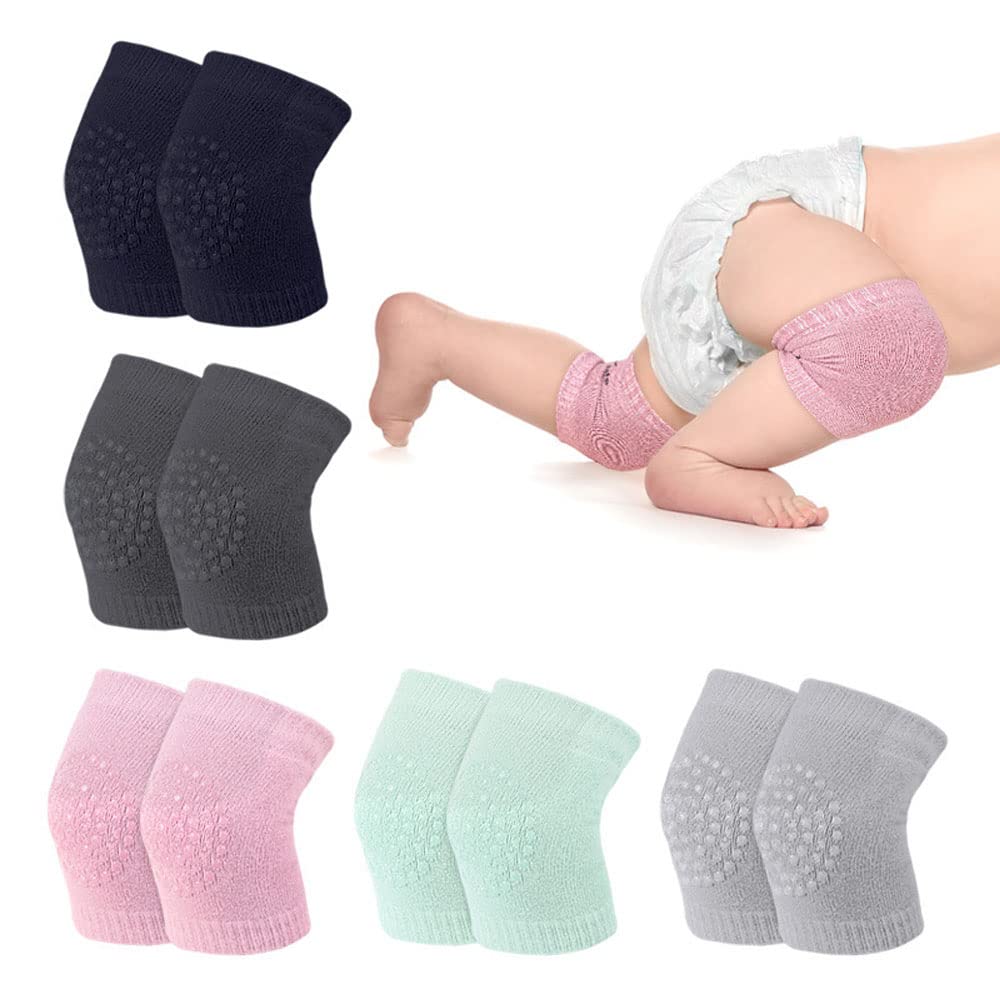 Dzozo Multicolor-I 5 Pairs Baby Knee Pads Anti-Slip Baby Crawling Knee Pads Baby Knee Protectors Toddler Baby Knee Pads Crawling Socks Baby Short Kneepads Baby Knee Protectors Leg Warmers Elbow Pads