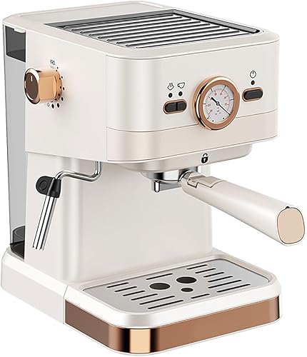 Máquina de café expreso, cafetera retro semiautomática todo en uno con varita de vapor de espuma de leche y presión de bomba de 20 bares, tanque de