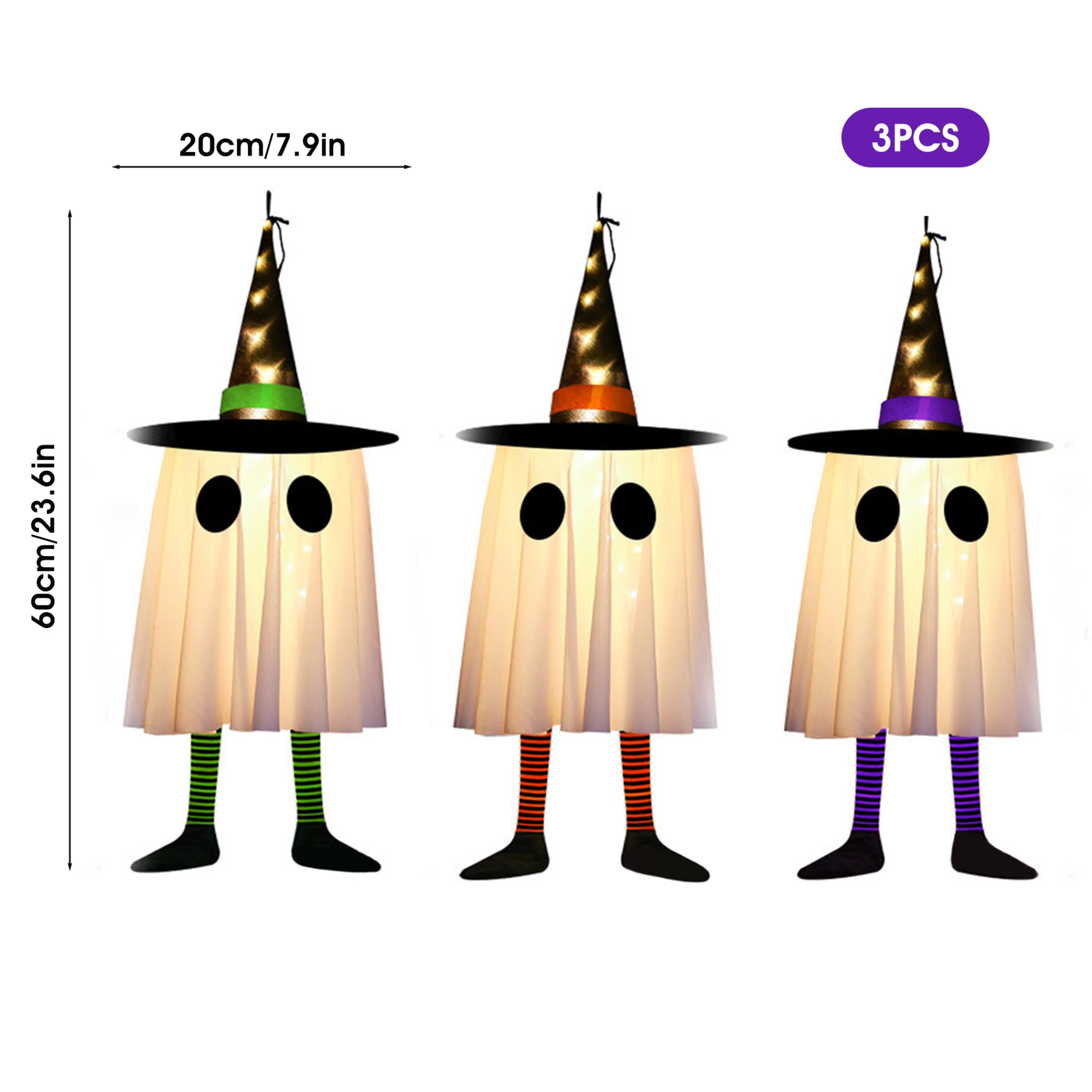 Fantasma oscillante per decorazioni per portico di Halloween da 3 pezzi per decorazioni da giardino