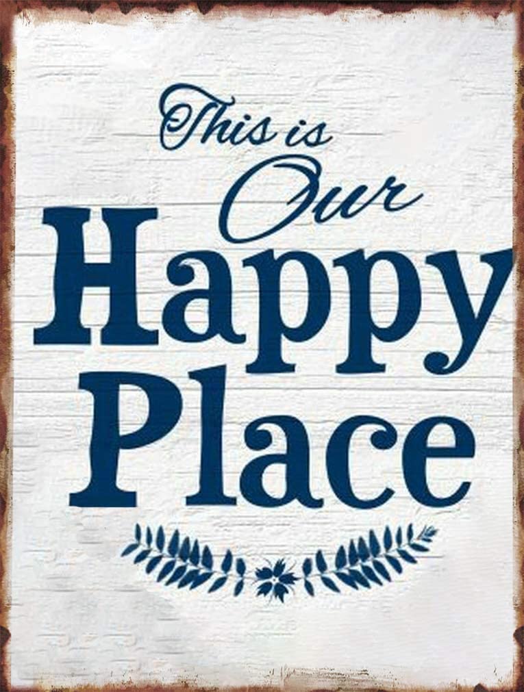 rayprint This is Our Happy Place Metal Tin Sign Retro Kitchen Yard Bedroom Restaurant Farm Bar Party Iron Painting Metal Plate 8x12 inch Home Gift