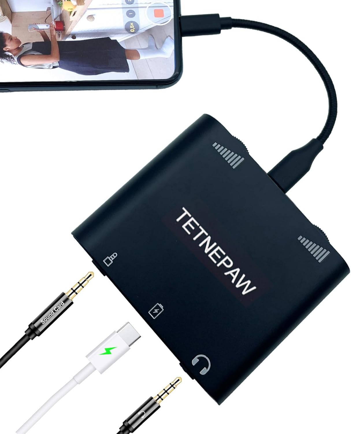 Plus Wireless Lavalier Microphones with Charging Adapter, Lightning to Audio and Microphone Support, Compatible with Apple & Android for YouTube, Twitch & TikTok Live Streaming (Red)