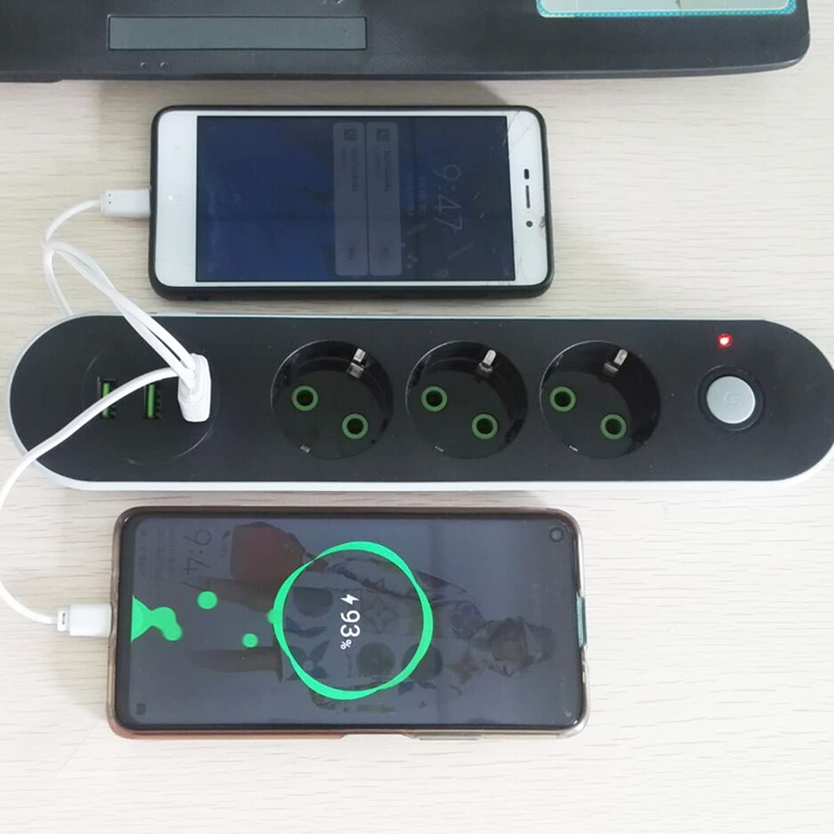 Multipresa, Multipresa Elettrica Con USB Ciabatta Con 3 Prese Elettriche E 3 Porte Di Carica USB Un Interruttore Di Controllo Con Protezione Da Sovraccorrente 2500W 17W 5V 3.4A Cavo 1.8M, Nero-Grigio