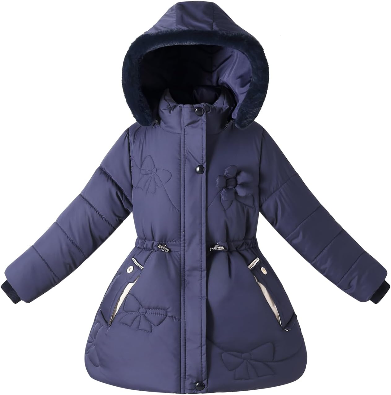 Tumaron Girls Fleece Winter Jacket Coat with Hooded for 4-10 Years Cute Sherpa Lined Clothes