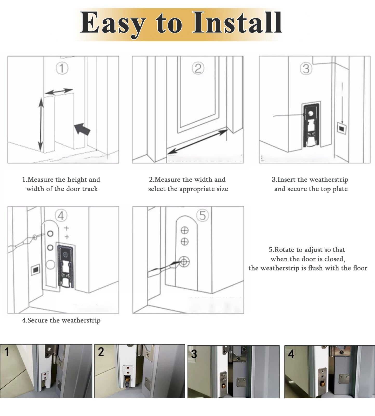 Burlete Automatico Puertas Burlete Automático Empotrado para Puerta, Burlete de Aluminio Insonorizante para Puertas de 150/120/100/90/80 cm, Sello Inferior para Burletes de Puerta(97cm(38in))