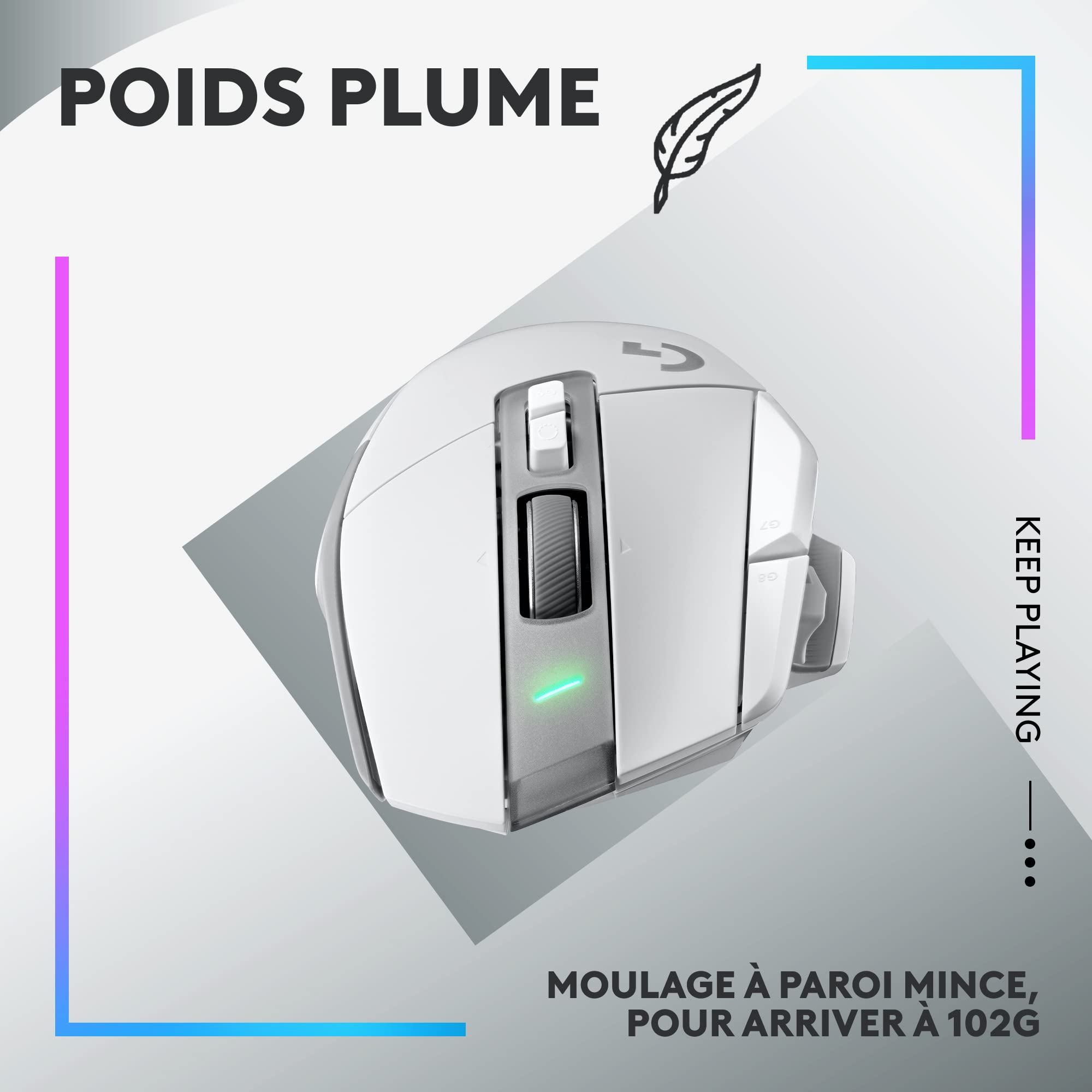 Logitech G G502 X Lightspeed Souris Gaming sans Fil - Souris Optique avec Boutons optiques-mécaniques Hybrides LIGHTFORCE, Capteur Gaming Hero 25K, Compatible PC - macOS/Windows - Blanc