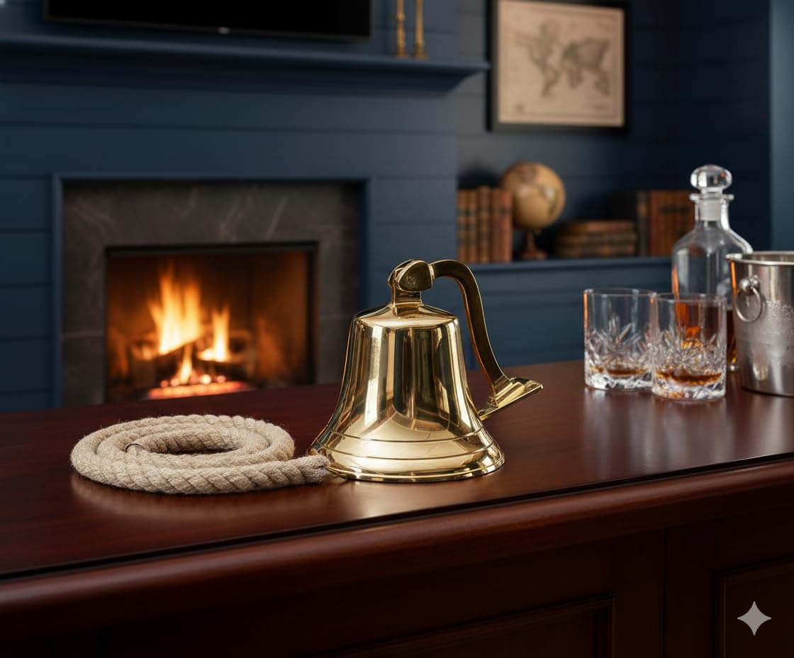 Nautical Replica Hub 7" Full Brass Ship Bell With Bracket - Door Bell Home Decor