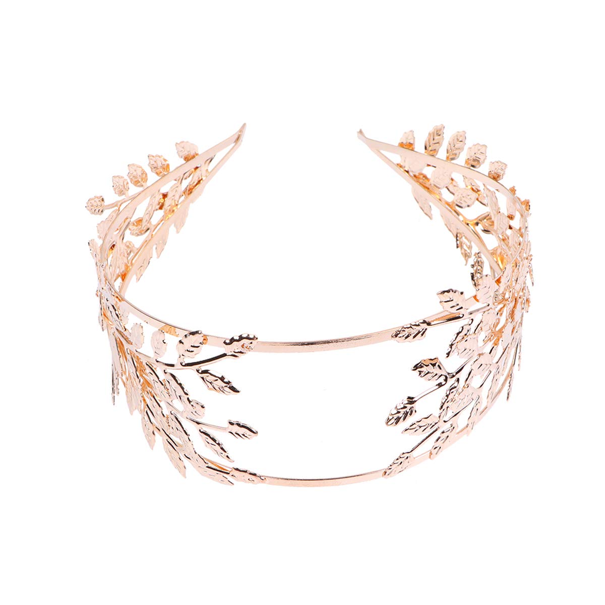 Diosa romana Hoja diadema Boda Novia Tiara Banda para el cabello Novia para el cabello Boho para fiesta (Dorado)