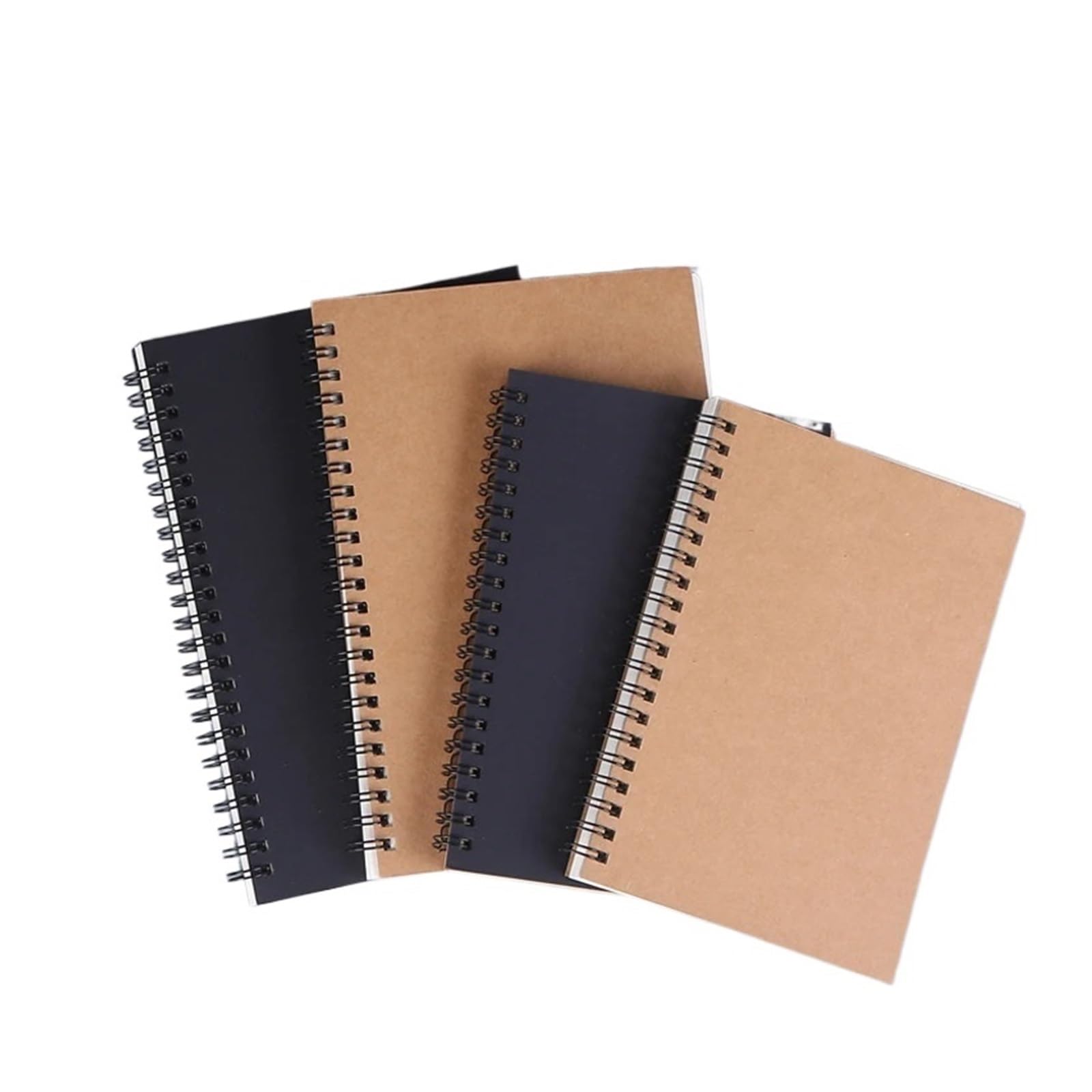 Inspirierendes Notizbuch 3 stücke Buch Retro Spirale Spule Kraft Papier Notebook Sketchbuch Malerei Tagebuch Zeichnung Malerei Graffiti Büro Schule Schreibwaren(Black-Khaki Inner,12x18cm-50 sheets)