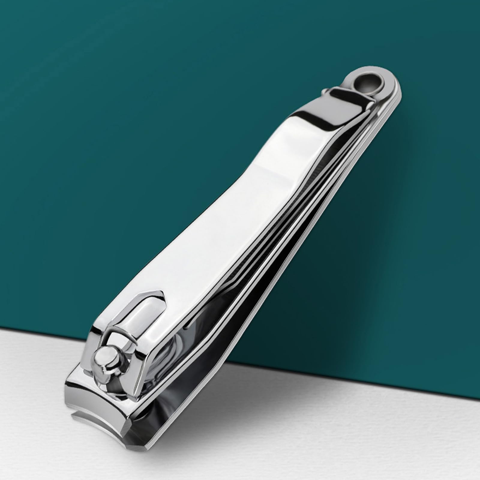Large Stainless Steel Nail Clipper with File Classic Style Flat Blade Edge Non-Foldable Silver