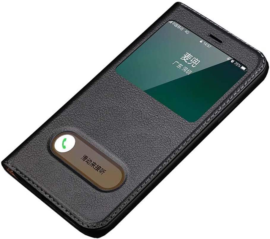 Funda para iPhone SE 2020 con tapa para responder llamadas en color negro