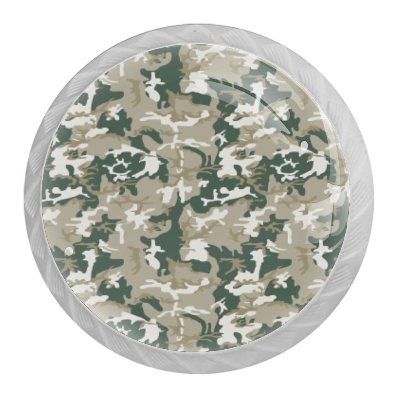 Tqmspg 4 Pieces Drawer Pulls Camouflage Print Door Knobs Dresser Handles for Kitchen Wardrobe Cupboard Hardware Furniture