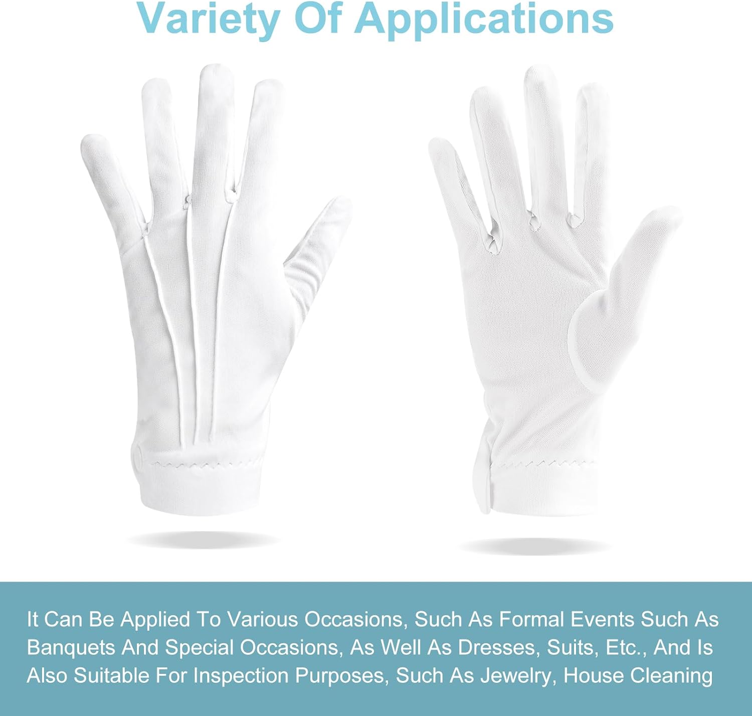 ztowoto White Gloves Costume For men, White Cotton Gloves Sweatproof, White Gloves for Cosplay， Evening Wear, Jewelry Inspection