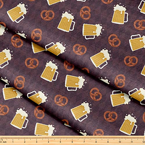 Premium Decorative Fabric by the Yard – 58” x 1 Yard of German Beer Pretzels Pattern for Sewing, Quilting, Apparel, and Home Décor