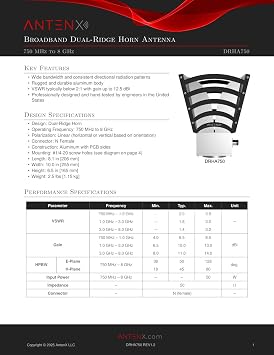 Broadband Dual-Ridge Horn Antenna (750 MHz to 8 GHz)