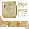HUIHUANG Champagne Christmas Ribbon 2-1/2" Sparkle Metallic Glitter Wired Ribbon for Tree, Bows Making, Wreath Supplies, Gift Wrapping, Garland, Home Decor, Crafts -10 Yards #1