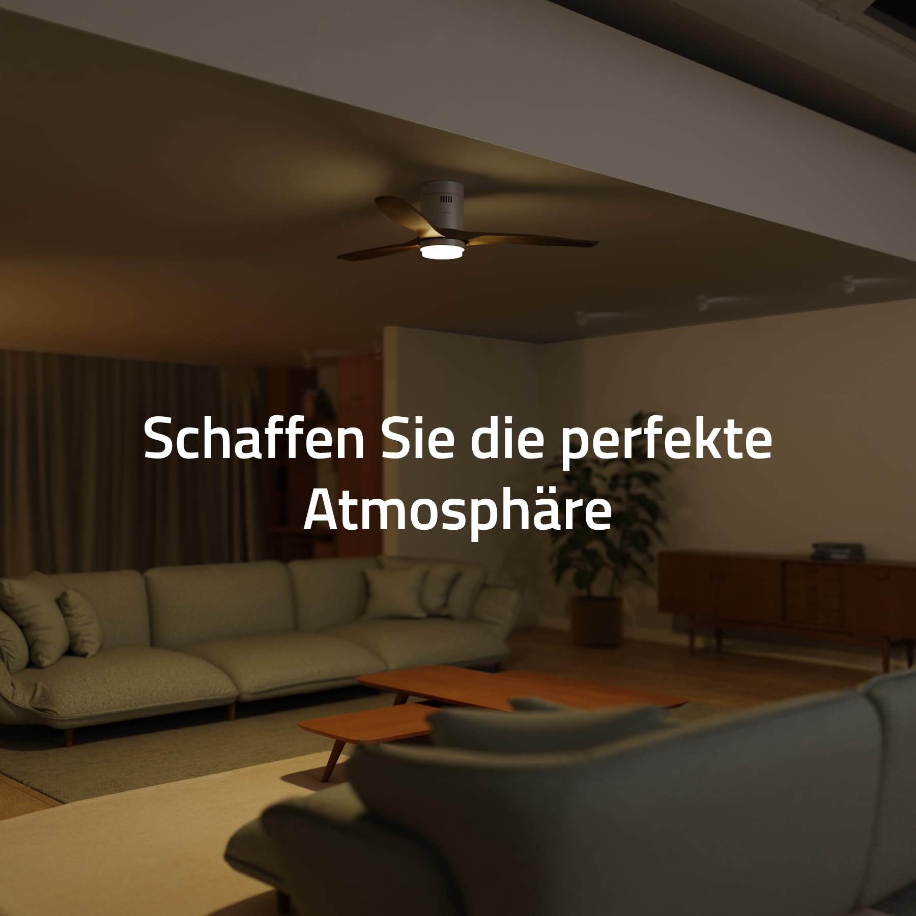 Hombli Smart Deckenventilator mit LED-Licht, warmweiß, kaltweiß, dimmbar, Appsteuerung WLAN, 132 cm, leise 35W Motor, Räume bis 35 qm - Holz hell | Ventilator mit Beleuchtung, App-Steuerung, Räume bis 35 qm, LED-Licht, warmweiß, niederländische Marke für