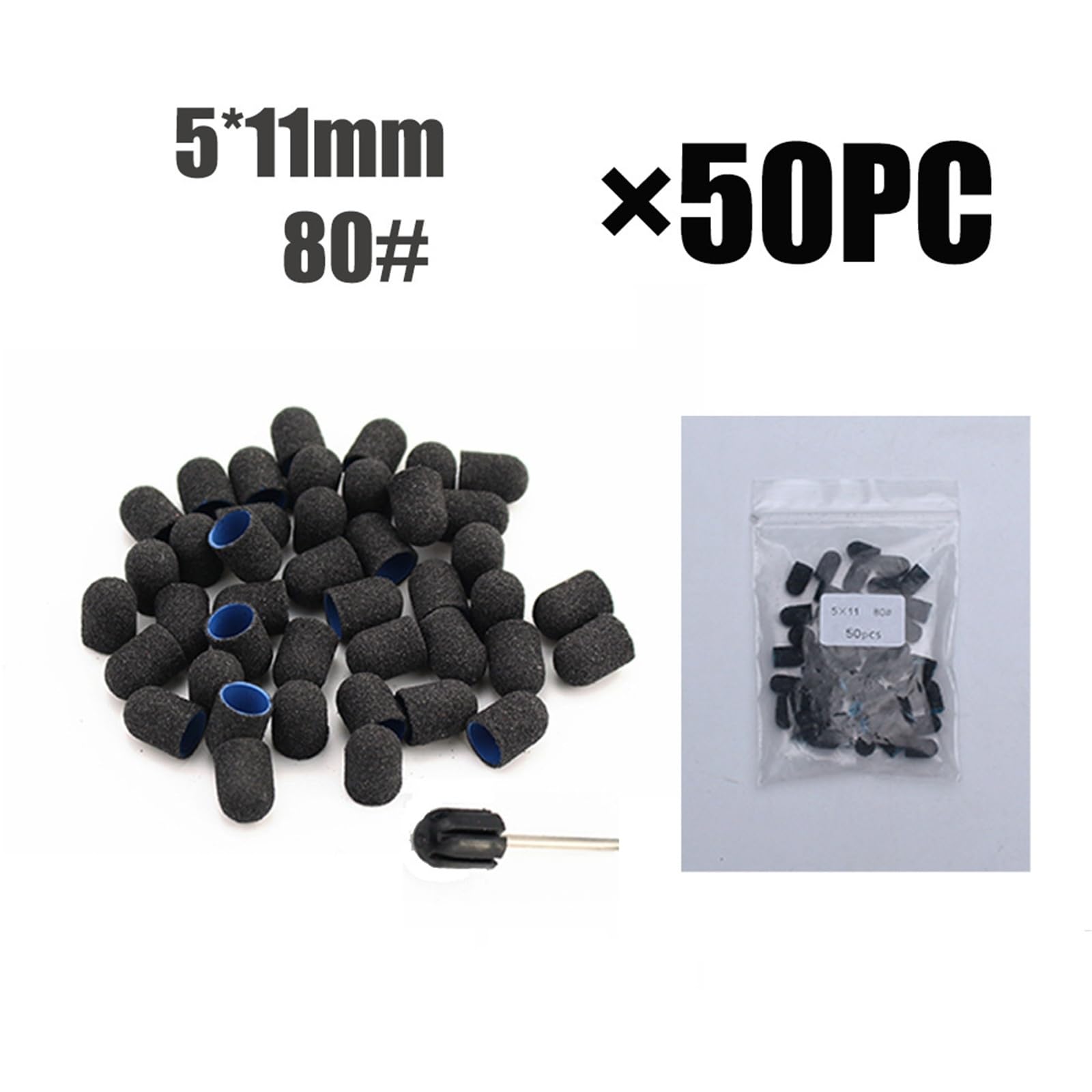 Fresas Torno Para UñAs 50 Uds. Con mandril pedicura manicura eliminar la piel muerta pulido cuidado de los pies limpieza cutícula Accesorios para Manicura(13-19Black80)