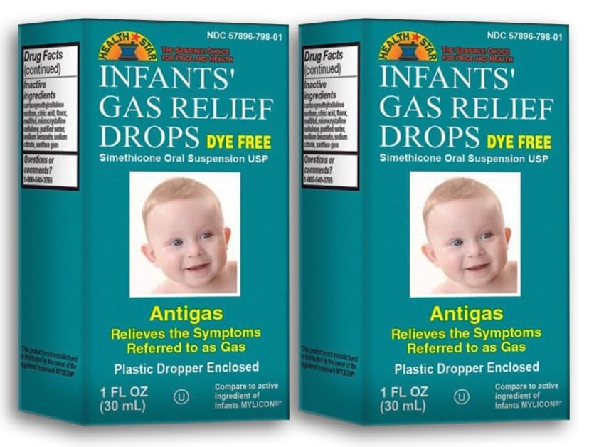 GeriCare Infants’ Gas Relief Drops Simethicone Drops for Infants, Relieves Stomach Discomfort, Safe &amp; Gentle 20mg Drops, Child Anti-Gas 1 Fl Oz (Pack of 2)