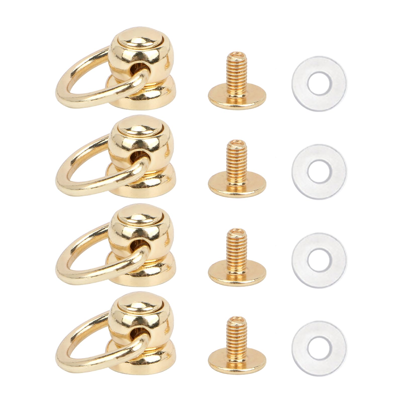 ショルダーストラップ 留め具 ネジ式 バッグ 金具 4組入り リベット スタッド レザークラフト 財布 材料 DIYハンドメイドパーツ (ゴールド)