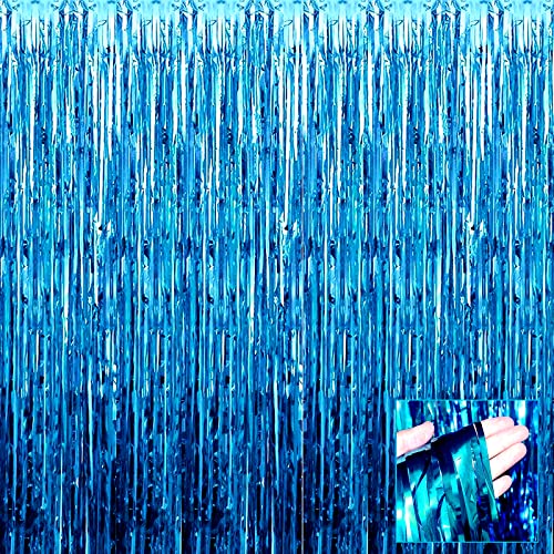 Rideau à franges aluminium bleu lac opaque à reflets métalliques