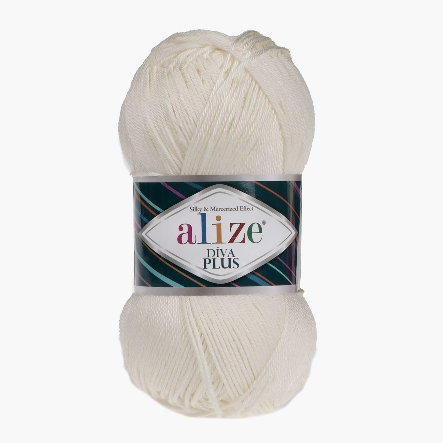 Alize Diva Plus Yarn: Silky Mercerized Microfiber Acrylic for Crochet Blanket & Crafts (100g Light Cream)