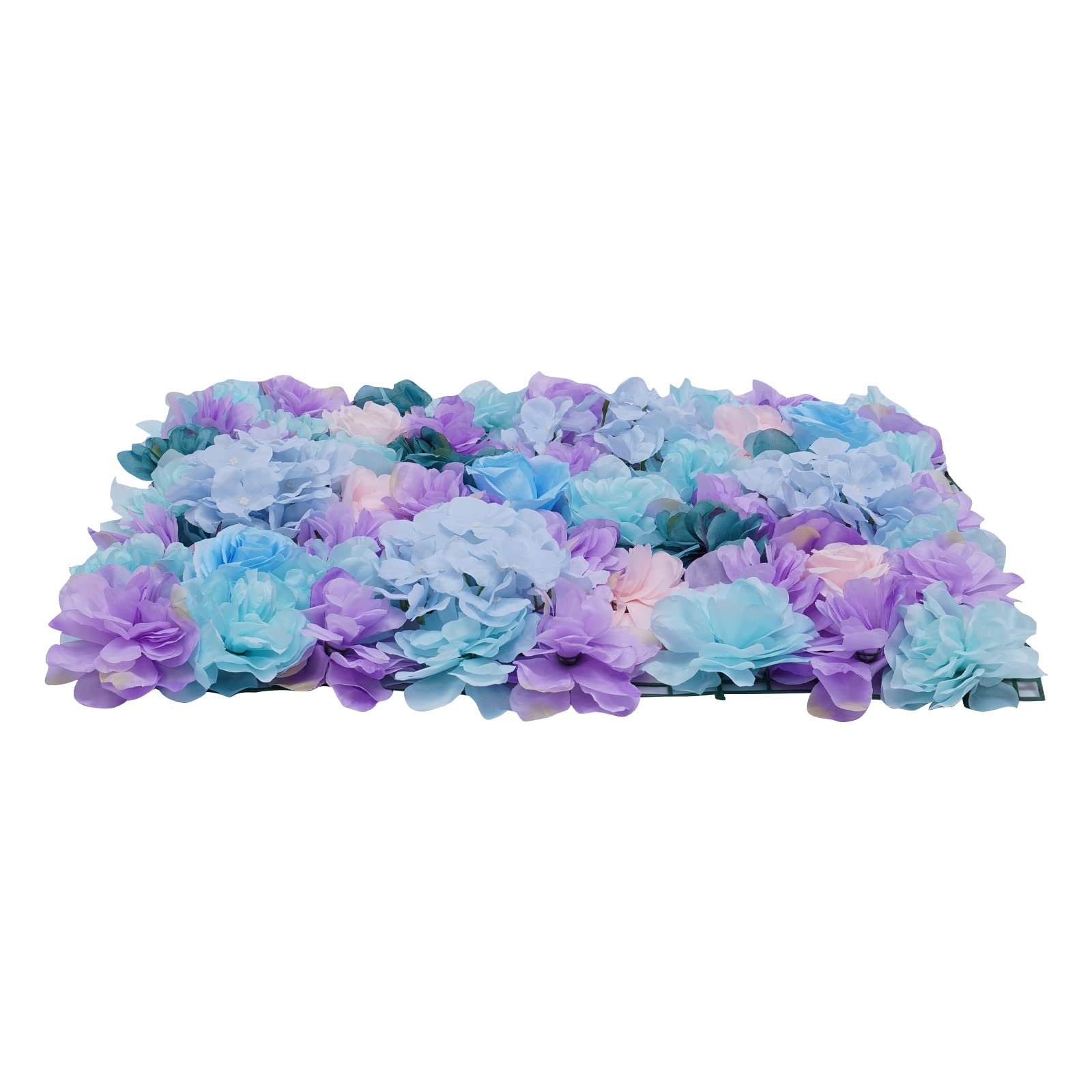 Rosenwand Künstliche Blumenwand 3D Blumen 6 Stück Kunstblumen 40x60cm Pflanzenwand (Orchidee Hortensie Rose) - Blau, Violett, Rosa