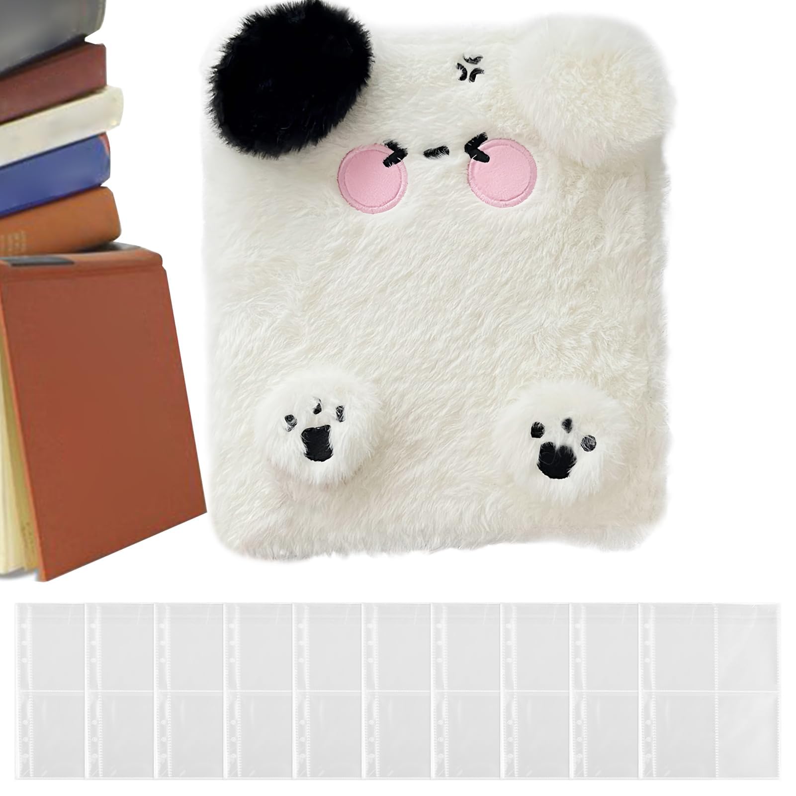 Albumy fotograficzne typu scrapbook, Plush Photocard Album 4-Pocket Card or Korean Ring Binder Sleeves Multicolor(Puppy)