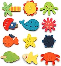Meideli 12 peças ímãs de geladeira de animais ímãs de geladeira de madeira adesivos magnéticos de geladeira para decoração de casa estilo aleatório 12 peças
