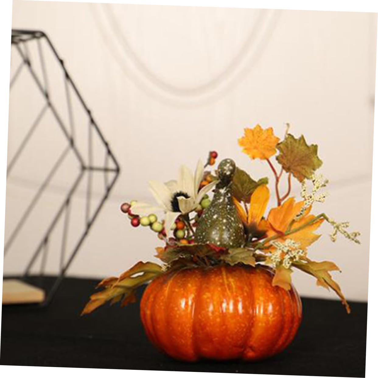 Cabilock 2 Set Di Decorazioni Autunnali Per Halloween Decorazioni Artificiali Zucche Finte Foglie Dacero Oggetti Di Scena Decorativi Per La Casa 2 Pezzi*2