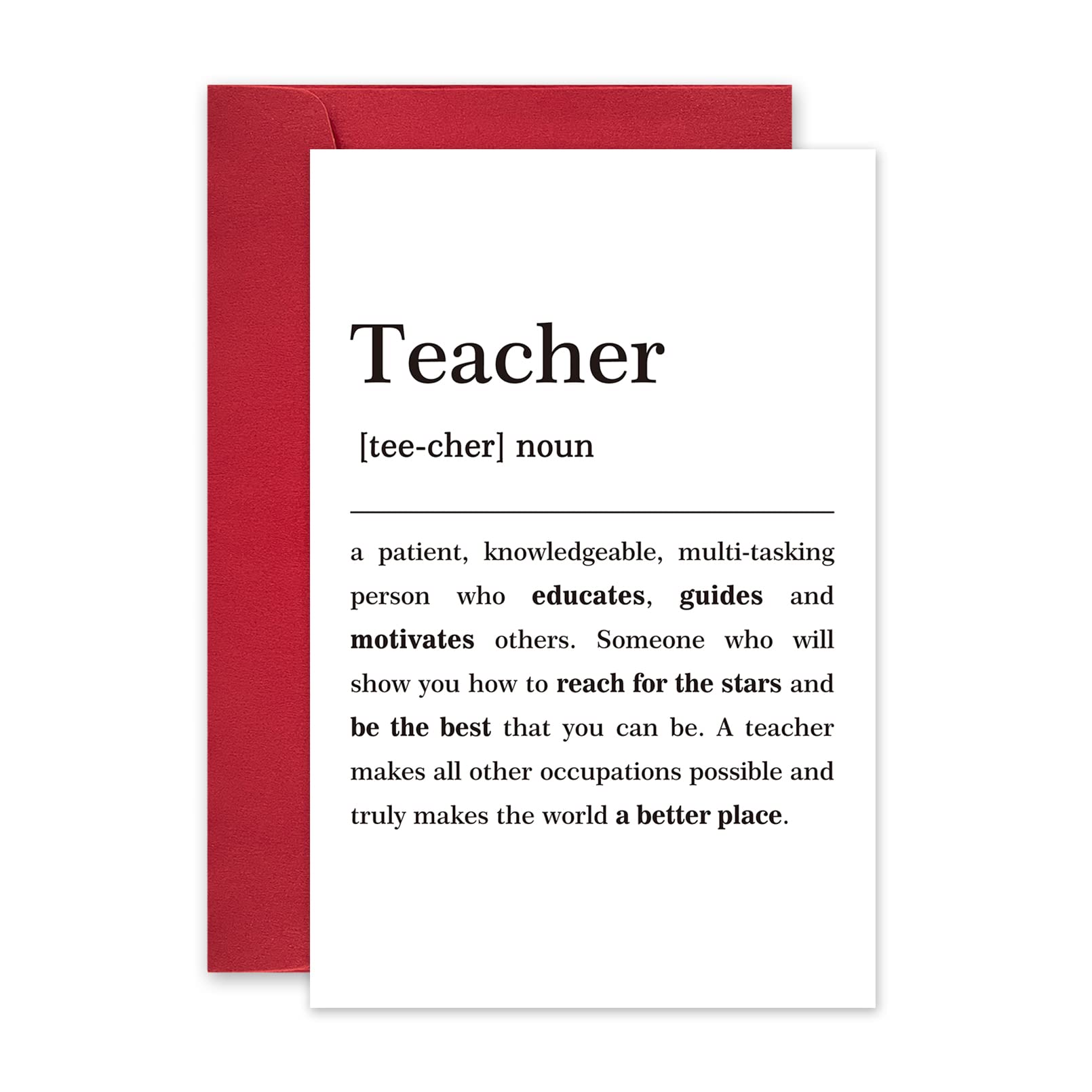 Unique Teacher Definition Card, Graduation Thank You Card, Teacher Appreciation Cards, Cards for Teacher's Birthday