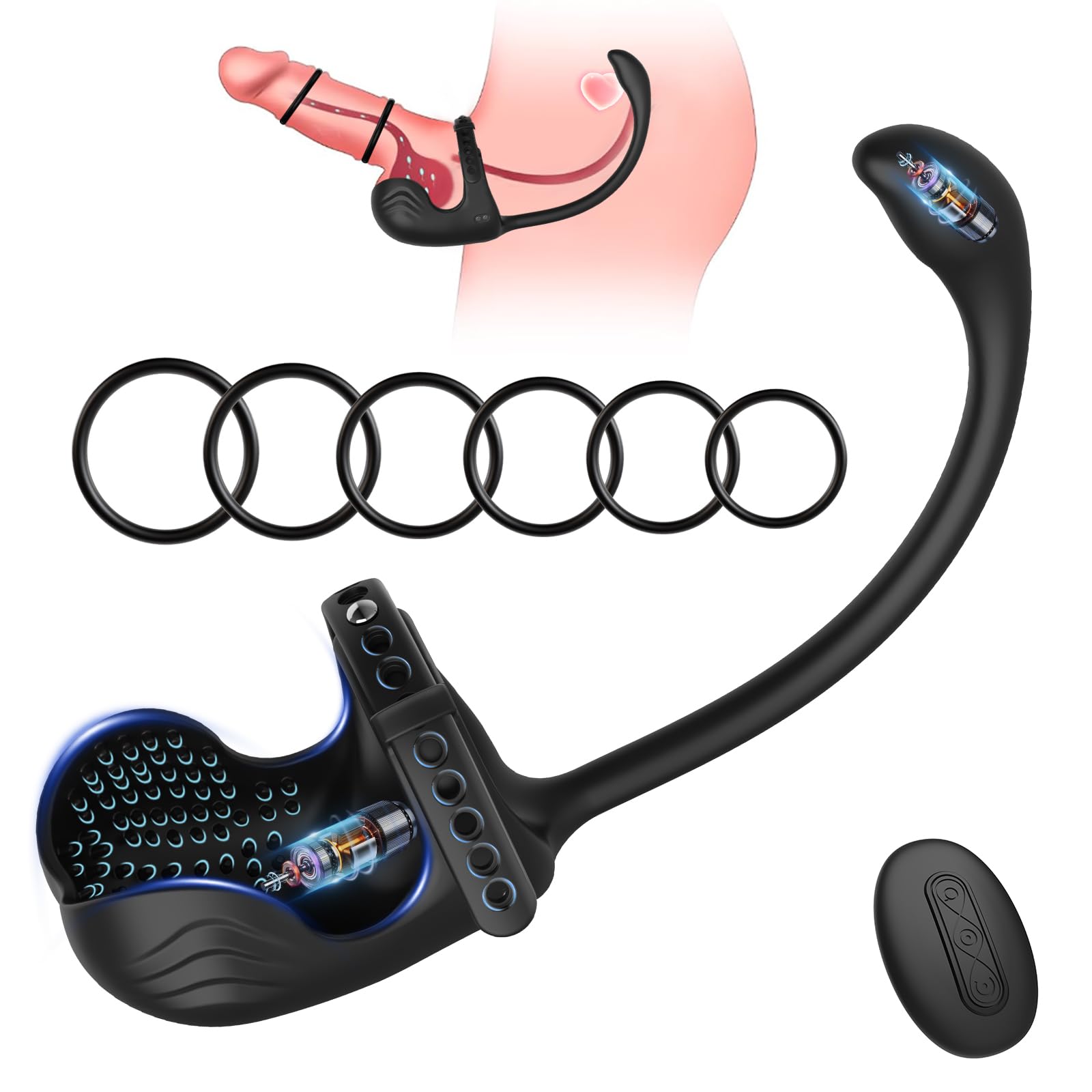 Prostate Massager Vibrating Cock Ring Testicle Toys 3-in-1 Sex Toys for Men Small Butt Plug Anal Toy Prostate
