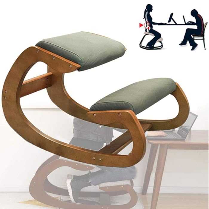 Buy DHFD Ergonomic Kneeling Chair Wooden Stool, Office Rocking Kneel