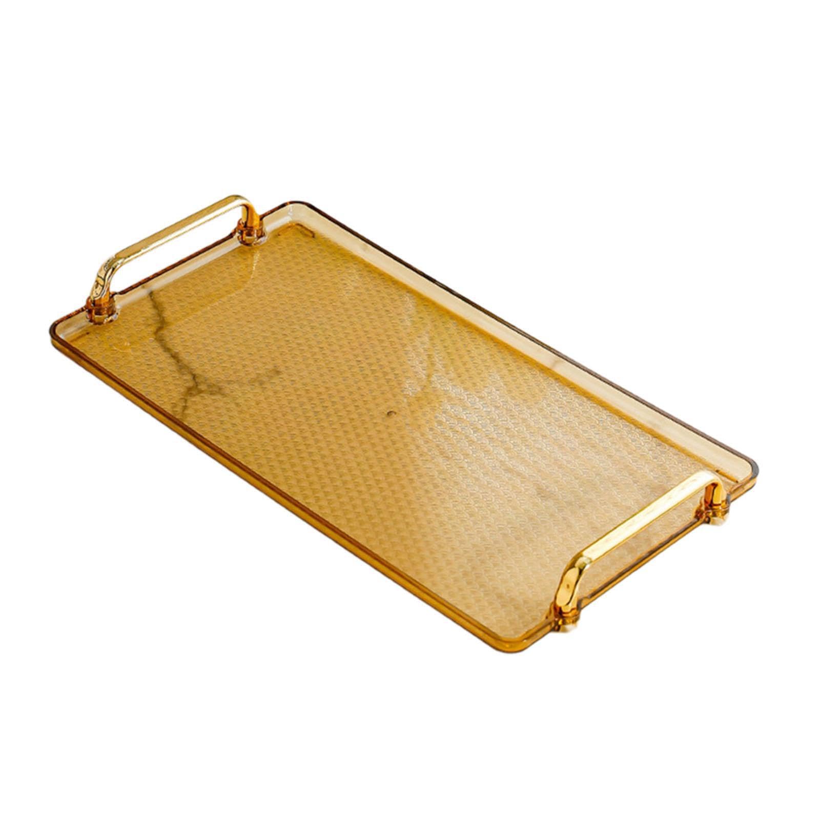 PIXZCSA Practical Storage Tray Serving Platter Rectangle Decorates And Optimizes Kitchen And Bathroom Vanity Areas Portable Bedroom Kitchen Tray Organizer, amber, L