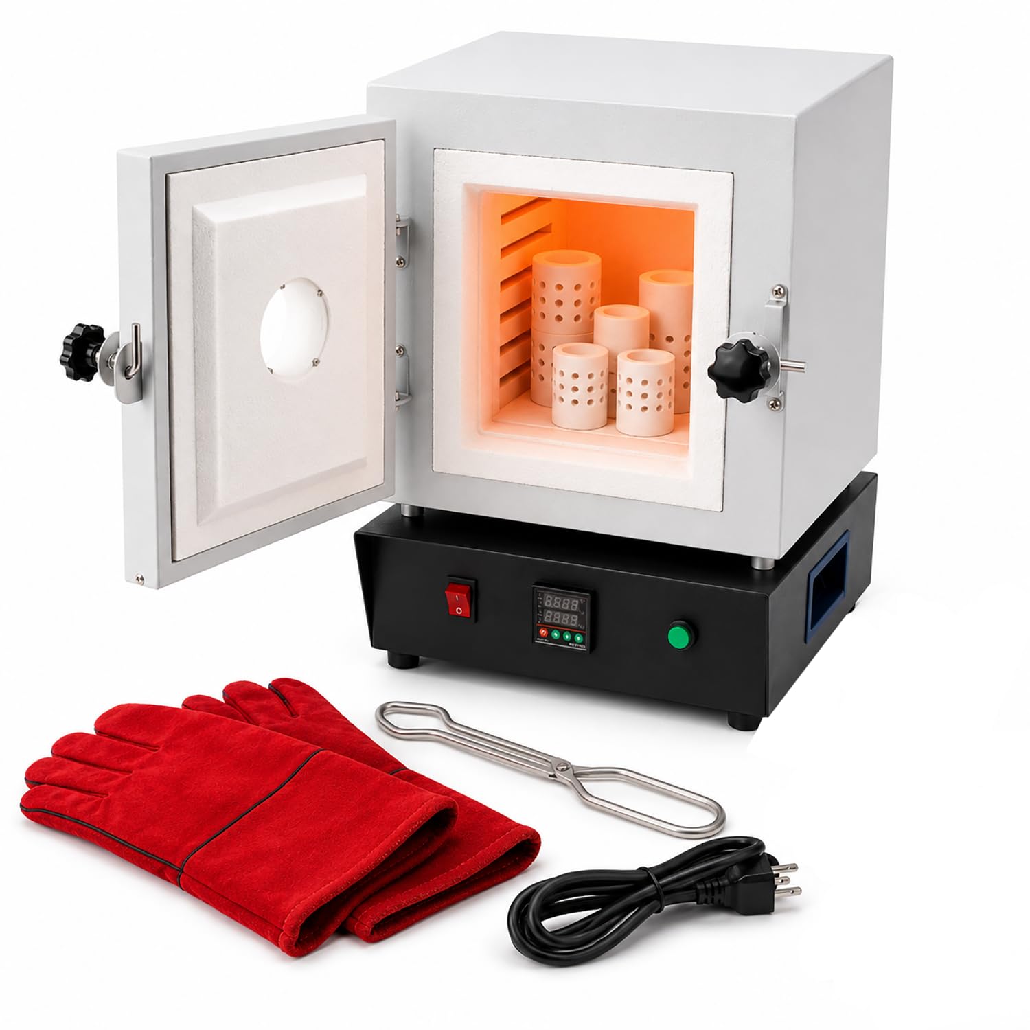 Forno Elettrico Digitale per Fusione a Cera persa, 1150°C Forno Compatto con PID, Finestra termoresistente, Camera in Fibra Ceramica per Laboratorio