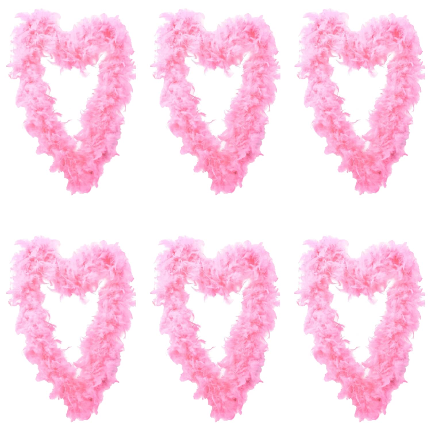 LIGHT PINK FEATHER BOA ACCESSORY - X6 - 180CM LONG 65G FEATHER BOA - STAG DO HEN PARTY FANCY DRESS COSTUME ACCESSORY