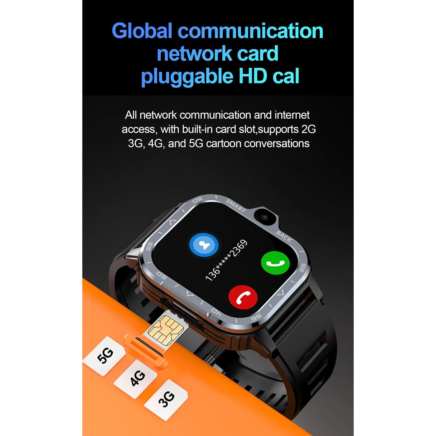 Smart Watch Android 4G, fitness tracker con doppia fotocamera HD, cardiofrequenzimetro, CPU quad-core, pagamenti offline, modalità multi-sport per adulti e studenti