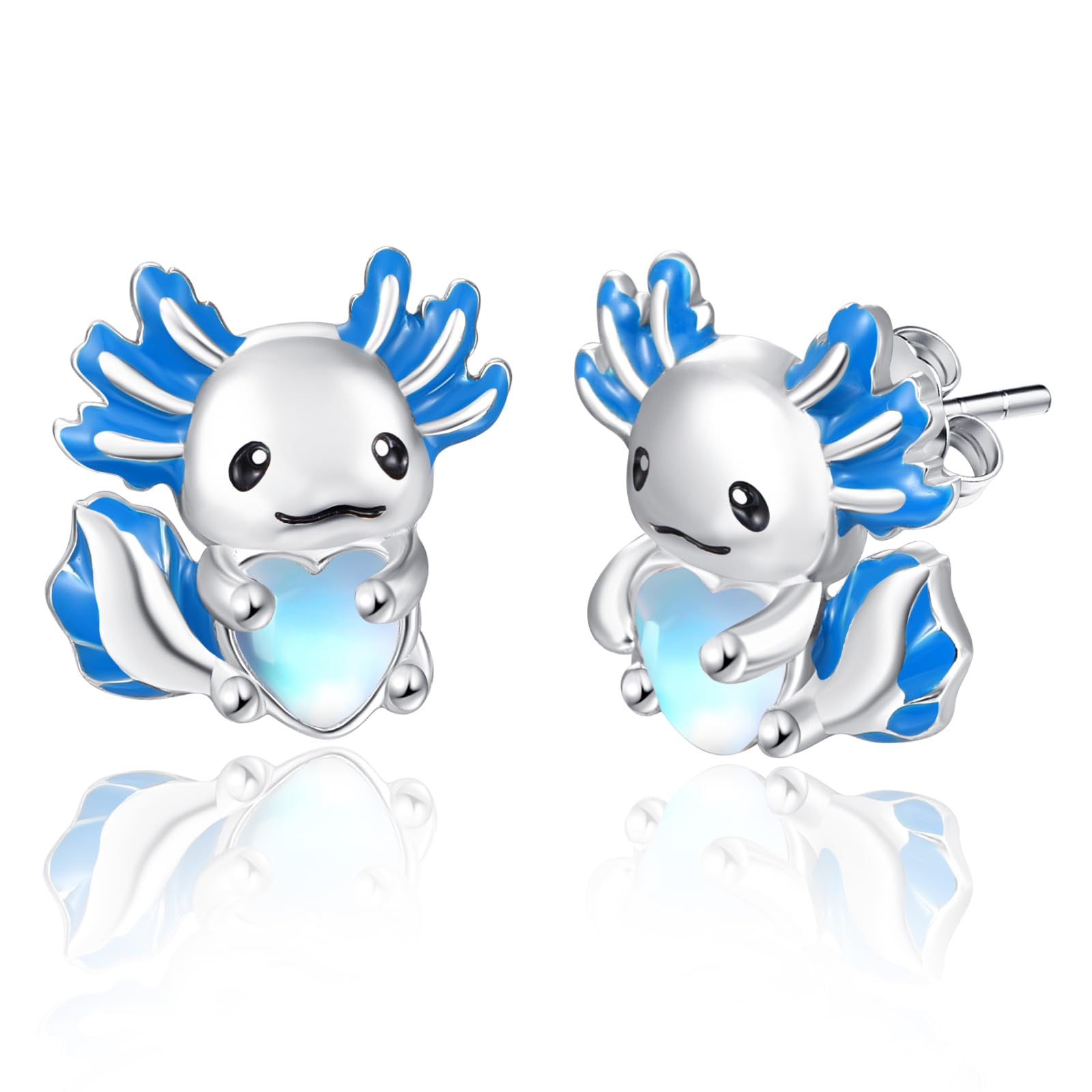 Dreamboat Cute Animal Stud Earrings Sterling Silver Hypoallergenic Sensitive Ears Moonstone Heart Earring Fashion Jewelry Gifts for Women