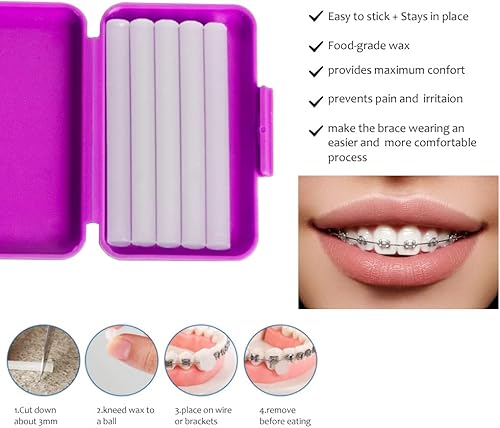 Miniatura 4 de Wenge Kit de cuidado oral de ortodoncia portátil, paquete de 2 unidades, kit de viaje para pacientes, cera de cepillado interdental, hilo dental